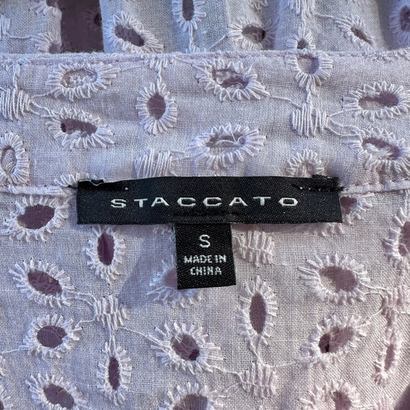 STACCATO, NWOT WOMENS SLEEVELESS, TIERED TOP IN LILAC. 100% COTTON EYELET.SIZE S - Picture 8 of 9